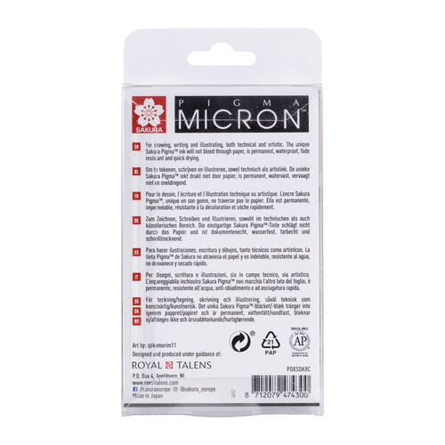 Sakura Fineliner et feutre pinceau Sakura Pigma Micron gris froid set 8 pièces assorti