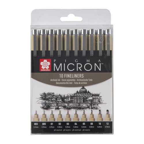 Sakura Fineliner Sakura Pigma Micron set 10 largeurs noir