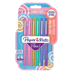 Fineliner Paper Mate Flair Candy Pop! medium assorti blister à 6 stuks
