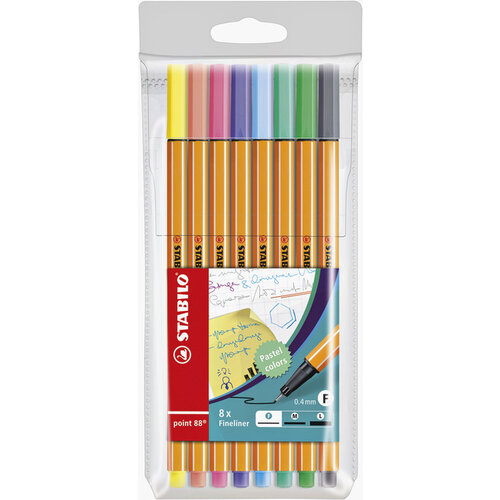 Stabilo Fineliner STABILO point 88/8 fijn pastel assorti etui à 8 stuks