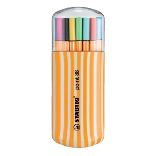 Stabilo Fineliner STABILO point 88/20 fijn assorti zebra-etui à 20 stuks