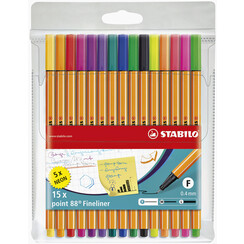 Fineliner STABILO point 88/15 fijn assorti etui à 15 stuks