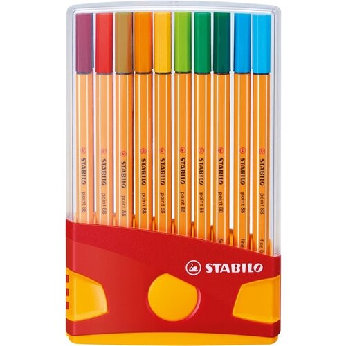 Stabilo Fineliner STABILO point 88 ColorParade rollerset geel/rood fijn assorti etui à 20 stuks