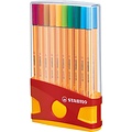 Stabilo Fineliner STABILO point 88 ColorParade rollerset geel/rood fijn assorti etui à 20 stuks
