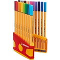 Stabilo Fineliner STABILO point 88 ColorParade rollerset geel/rood fijn assorti etui à 20 stuks