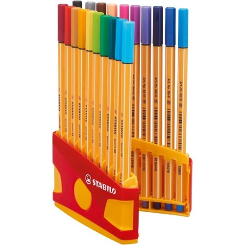 Stabilo Fineliner Stabilo Point 88 ColorParade jaune/rouge étui 20 couleurs