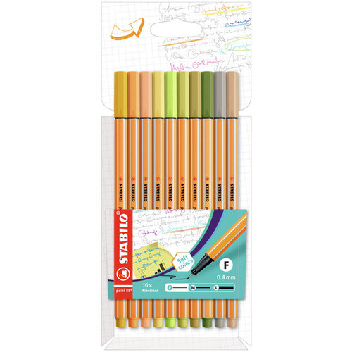 Stabilo Fineliner STABILO point 88/10 Fin nouvelles couleurs set 10 couleurs