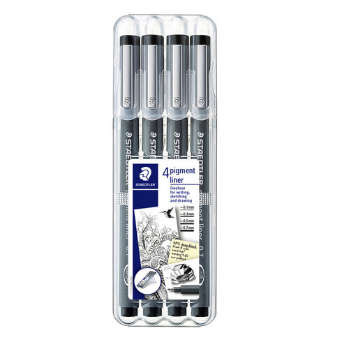 Staedtler Fineliner Staedtler Pigment 308 noir étui de 4 pièces