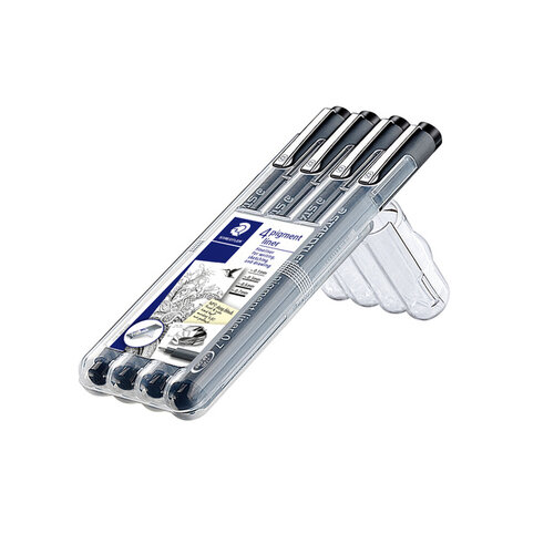 Staedtler Fineliner Staedtler Pigment 308 noir étui de 4 pièces