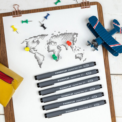 Staedtler Fineliner Straedtler Pigment 308 noir étui 4+2 gratuits