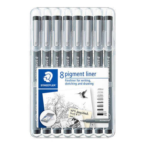 Staedtler Fineliner Staedtler Pigment 308 noir 8 pièces