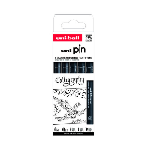 Uni-ball Fineliner Uni-Ball Pin Calligraphie assorti set 5 pièces