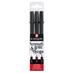 Kalligrafiepen Sakura Calligrapher set à 3 breedtes zwart