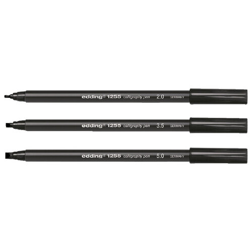 edding Kalligrafiepen edding 1255 zwart 3 lijndiktes 2.0 - 3.5 - 5.0mm blister à 3 stuks