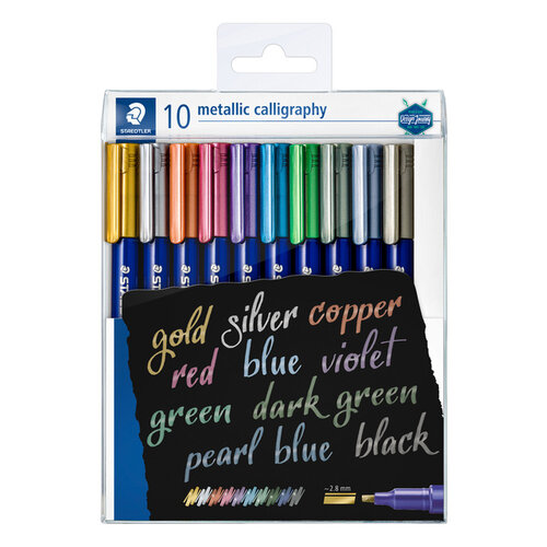 Staedtler Feutre de calligraphie Staedtler Metallic étui 10 couleurs assorti