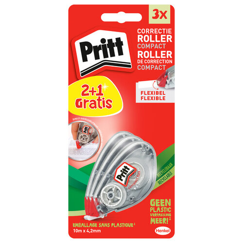 Pritt Roller correcteur Pritt compact flex 4,2mmx10m blister 2+1 gratuit