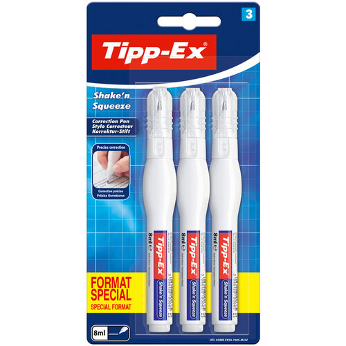 Tipp-ex Stylo correcteur Tipp-ex Shake 'n squeeze 8ml blister 3 pièces