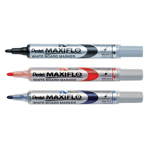 Pentel Whiteboardmarker Pentel MWL5S Maxiflo rond 1mm blauw