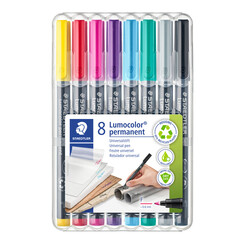 Viltstift Staedtler Lumocolor 318 permanent F set à 8 kleuren