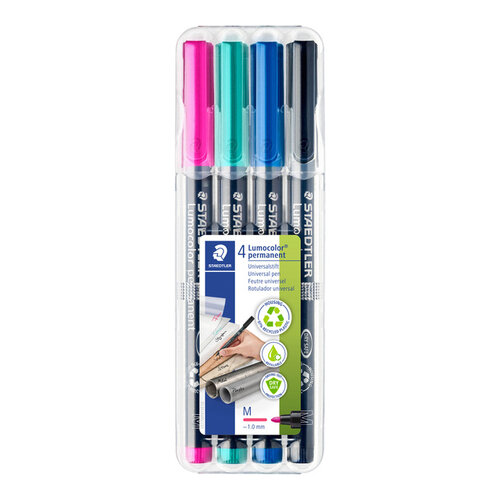 Staedtler Feutre Lumocolor 317 permanent M set 4 couleurs