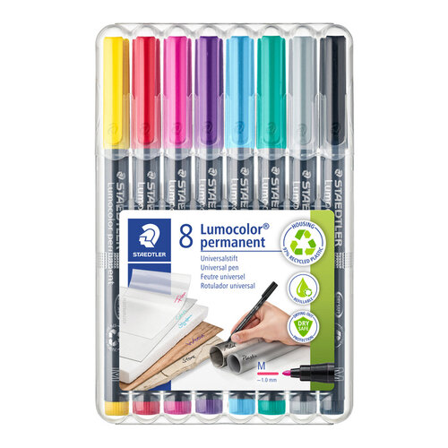 Staedtler Viltstift Staedtler Lumocolor 317 permanent M set à 8 kleuren