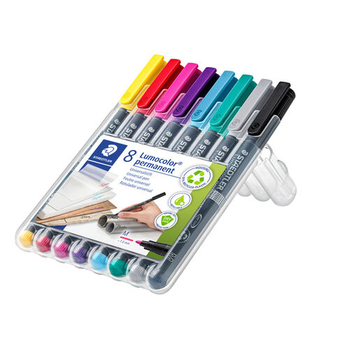 Staedtler Viltstift Staedtler Lumocolor 317 permanent M set à 8 kleuren