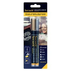 Marqueur craie Securit SMA-100 ogive 1-2mm or/argent assorti 2 pièces