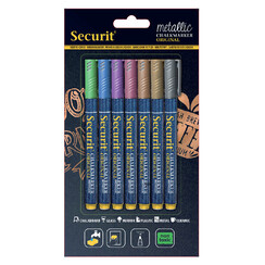 Marqueur craie Securit SMA-100 ogive 1-2mm métallisé assorti 7 pièces