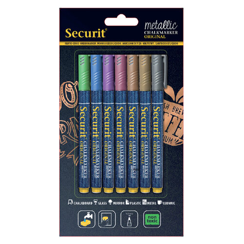 Securit Krijtstift Securit SMA-100 rond 1-2mm metallic assorti 7 stuks