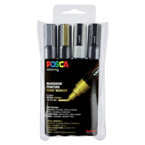 Posca Marqueur peinture Posca PC5M Medium assorti set 4 pièces