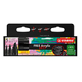 Stabilo Acrylmarker STABILO  Free Acrylic Mixed Tip set à 3 breedtes zwart