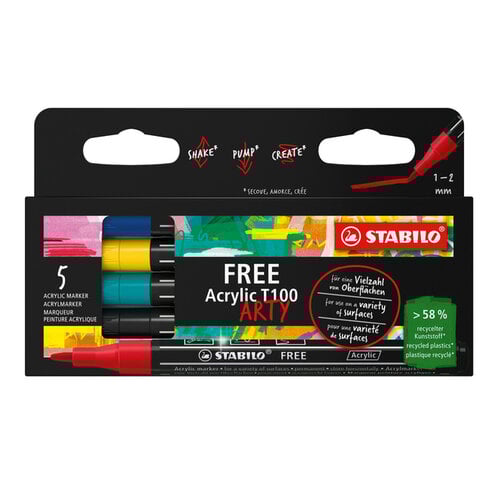 Stabilo Marqueur peinture STABILO Free Acrylic T100 Royal assorti 5 pièces