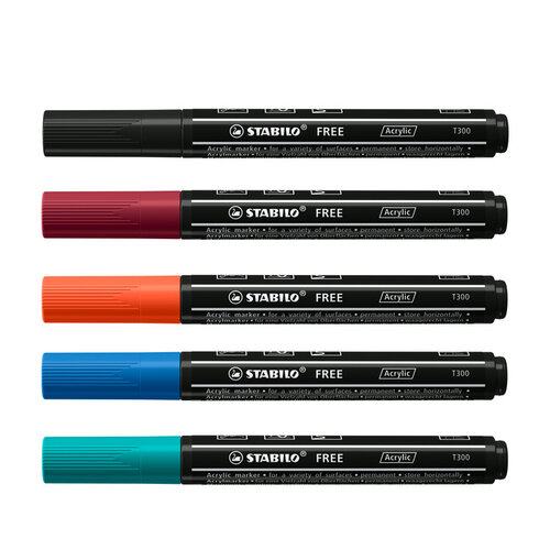 Stabilo Acrylmarker STABILO  Free Acrylic T300 Urban assorti 5 stuks