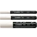 Stabilo Acrylmarker STABILO  Free Acrylic Mixed Tip set à 3 breedtes wit