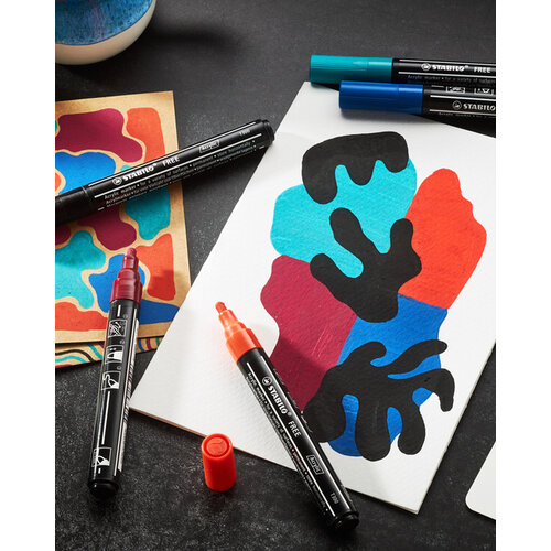 Stabilo Acrylmarker STABILO  Free Acrylic Mixed Tip set à 3 breedtes wit