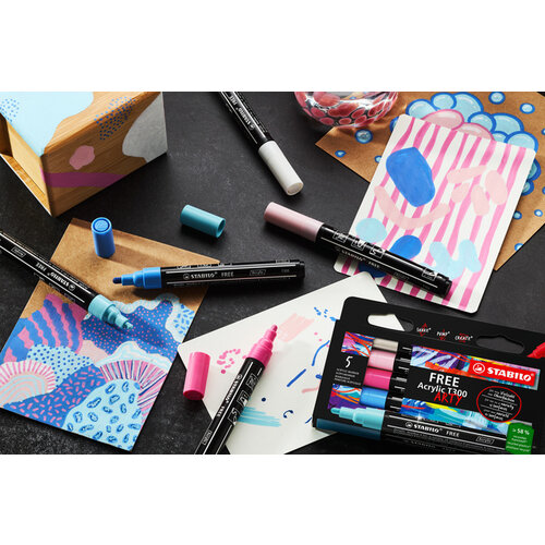 Stabilo Acrylmarker STABILO  Free Acrylic T300 Candy assorti 5 stuks