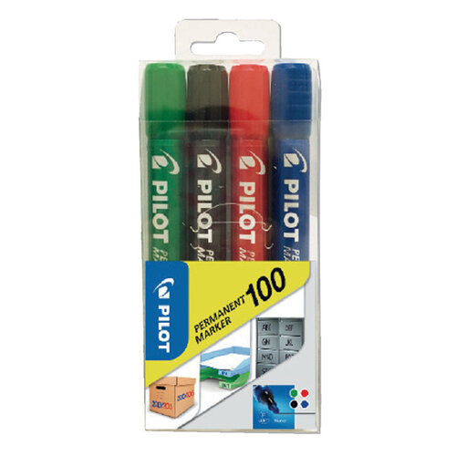 Pilot Marqueur PILOT 100 ogive Fin assorti blister 4 pièces