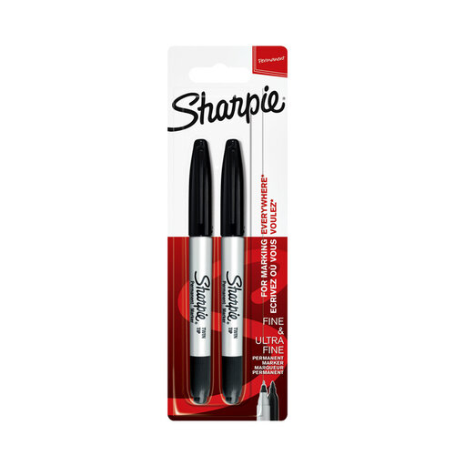 Sharpie Feutre Sharpie Twin TIp ogive Ultra Fin et Fin noir blister 2 pièces