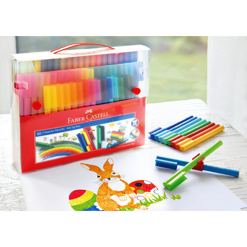 Faber-Castell Feutre couleur Faber Castell Connector assorti malette cadeau 80 pièces