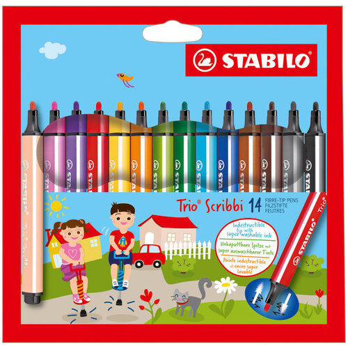 Stabilo Feutre STABILO Trio Scribbi 368/14 assorti étui 14 pièces