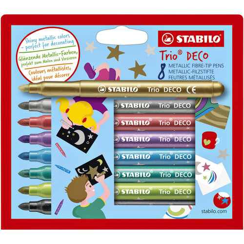 Stabilo Viltstift STABILO Trio deco metallic assorti etui à 8 stuks