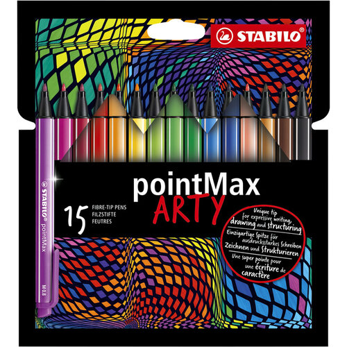 Stabilo Viltstift STABILO pointMax 488/15 Arty medium assorti etui 15 stuks
