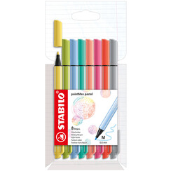 Viltstift STABILO pointMax 488/8 medium assorti pastel etui à 8 stuks