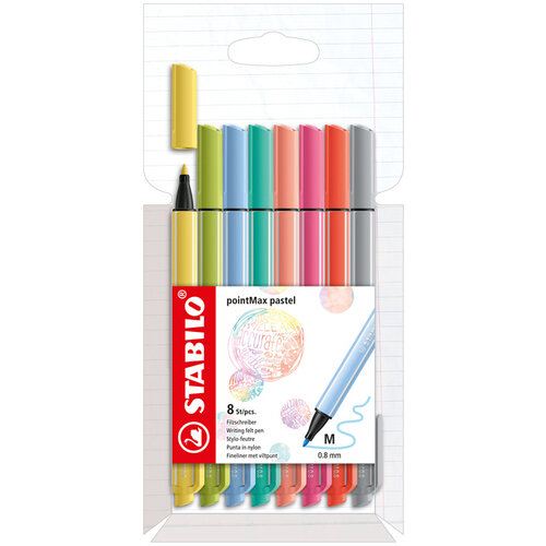 Stabilo Viltstift STABILO pointMax 488/8 medium assorti pastel etui à 8 stuks