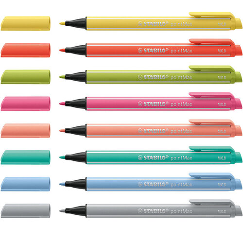 Stabilo Viltstift STABILO pointMax 488/8 medium assorti pastel etui à 8 stuks