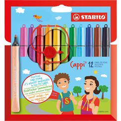 Viltstift STABILO Cappi 168/12 medium assorti etui à 12 stuks