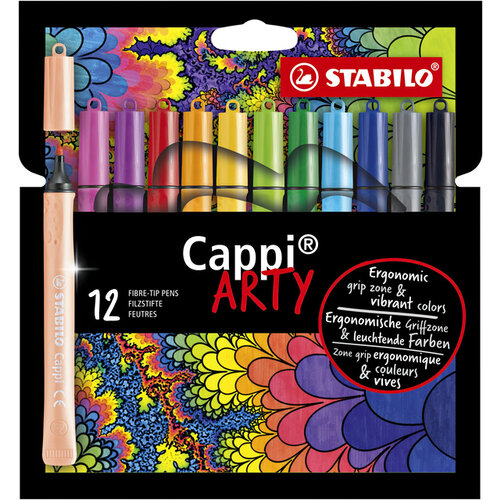 Stabilo Viltstift STABILO Cappi 168/12 Arty medium assorti etui à 12 stuks
