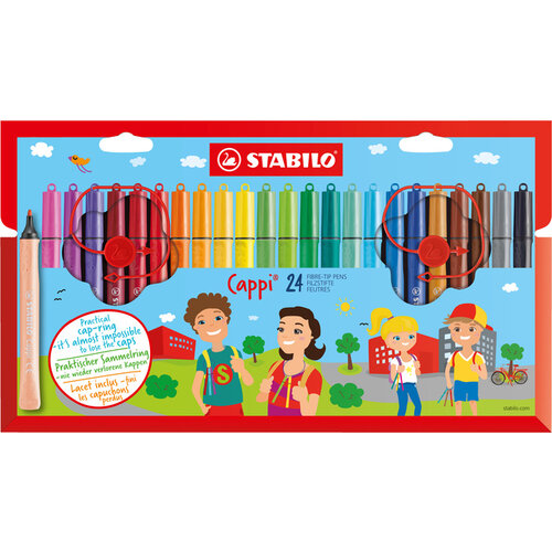 Stabilo Viltstift STABILO Cappi 168/24 medium assorti etui à 24 stuks