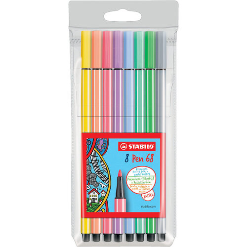 Stabilo Viltstift STABILO Pen 68 medium pastel assorti etui à 8 stuks