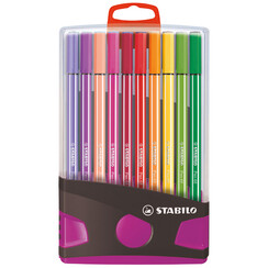 Viltstift  STABILO Pen 68/20 ColorParade in antraciet/roze etui medium assorti etui  à 20 stuks